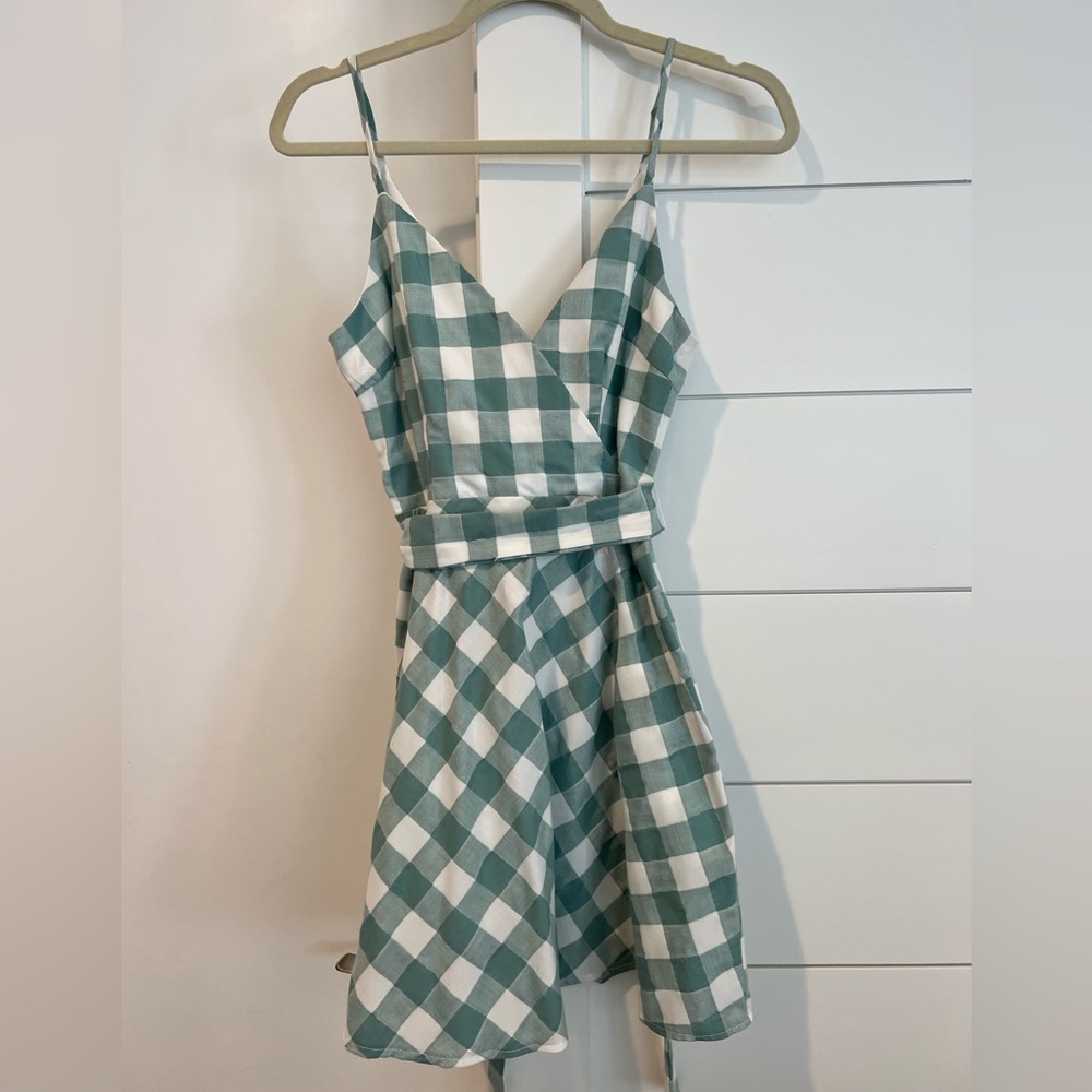 B Darlin green gingham mini dress